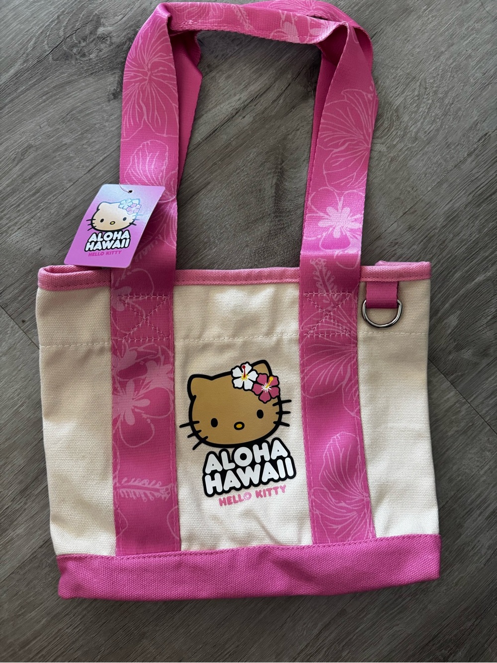 Hello Kitty Pink & Cream Aloha Hawaii Canvas Tote